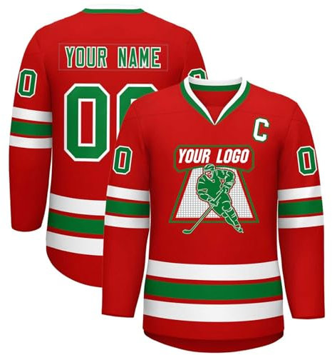 KONG JIMFAN Personalisiertes Eishockey Trikot,Hockey Kostüm für Erwachsene Lose Atmungsaktiv Hockey Trikots Individuell Bedruckt Namen Nummer Logo & Teamname,Teamtrikot für Fans(#C Wine)