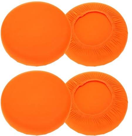 sourcing map Hockerbezüge, rund, 40,6 - 50,8 cm, waschbar, staubdicht, Schonbezug, Sitzkissen mit Gummizug für Bar, Küche, Wohnzimmer, Dekoration, Orange, 4 Stück