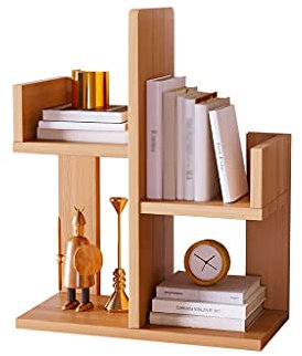 OWOHYG Scaffale Portatile da scrivania in Legno, Porta riviste, Porta CD, Porta Documenti da Ufficio, Lunghezza 17,0/25,6 Pollici, scaffale nizer