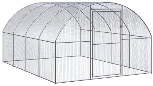 Emmtore Outdoor Hühnerstall Verzinkter Stahl Hühnerhaus Geflügelstall,Ohne Dach,3 x 4 x 2 m