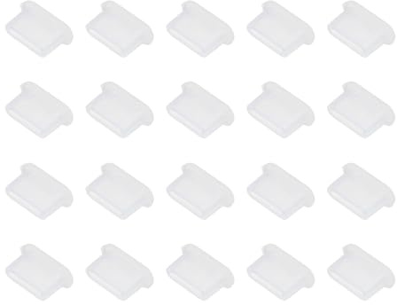 PATIKIL 0.4 Inch USB Type C Dust Plug, 20 Pcs Anti Dust Plug Cover Silicone Charging Cap Port Cover Protector Female End for USB Computer Cell Phone Port Device, Clear