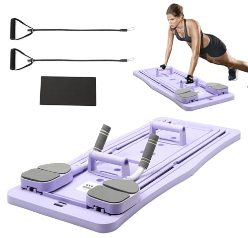 Pilates Board Upgraded , Faltbarer Pilates Reformer Maschine Set für Zuhause Multifunktional Bauchtrainer Automatischer Rückprall Home Workout Equipment