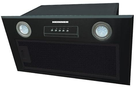 HEINNER HBIH-MD600BK Einbau-Dunstabzugshaube, 60 cm, 610 m³/h, 3 Geschwindigkeiten, LED-Beleuchtung, schwarzes Finish, 5 Jahre Garantie