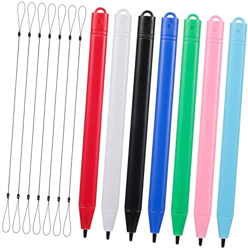DIYEAH Lot de 7 Stylets pour Tablette LCD avec Stylets en Plastique et Cordon Élastique Noir, Écriture Fluide et Prise en Main Confortable, pour Croquis et Usage Quotidien