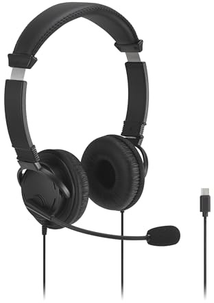 Kensington Classic EQ USB-C Headset with Mic and Volume Control, 6 ft (1.8m) Nylon Braided Cord, for School, Kids, Adults, Padded Adjustable Headband, Black (K97464WW)