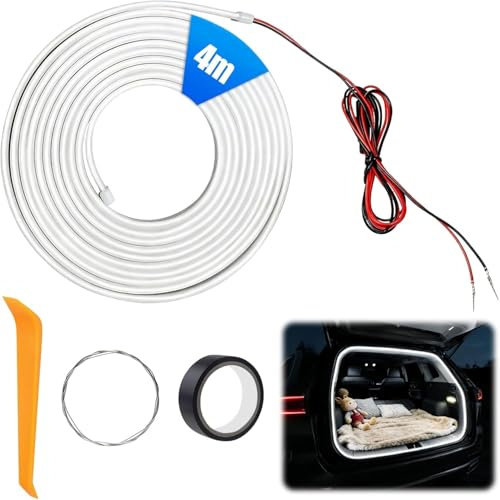 ZOBMIO 4M Kofferraum Lichtstreifen, kofferraumbeleuchtung Led, Flexible Led Streifen Auto, Automatischer Sensor Tail Box LED Strip Lights für Auto Kofferraum Dekoration
