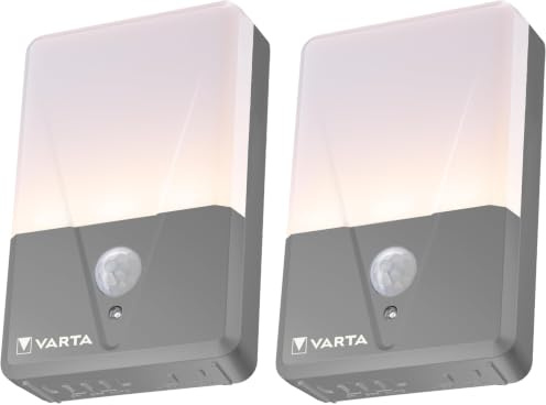 VARTA Nachtlicht mit Bewegungssensor LED inkl. 3X AAA Batterien, Motion Sensor Outdoor Light, Installation: Schraube, Magnet oder 3M-Klebeband, Spritzwassergeschützt, automatische Abschaltung, Weiß