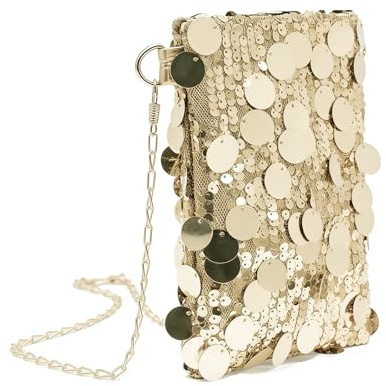 APMGONT Glitzer Pailletten Damen Handtasche Klein Umhängetasche Pailletten Damen Klein Sequin Handtasche Glitzer Kettentasche für Prom Party Bankett Alltag Einkauf