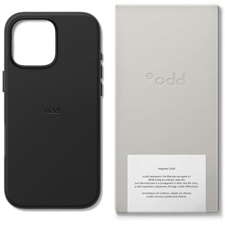 a.odd Vegan Leather Case for iPhone 15 Pro (6.1-Inch), Compatible with MagSafe, Soft-Touch Cover with Microfiber Suede Lining, High-Performance Magnets, Slim Camera Protection, (Bone Black)