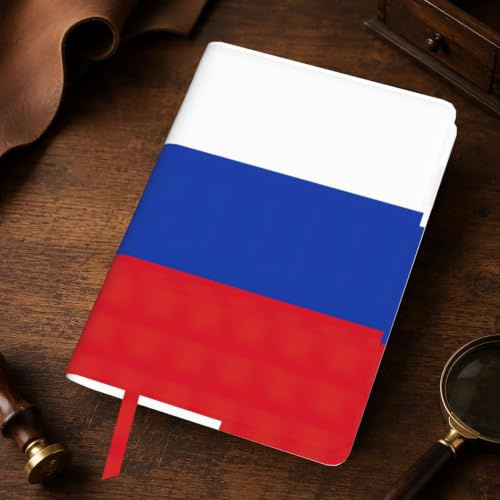 Tagebuch mit russischer Flagge, A5, Leder, nachfüllbar, echtes Leder