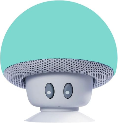 Hipipooo Mini Mushroom Portable sans Fil Bluetooth V2.1 Haut-Parleur et Support de téléphone Portable avec Ventouse Compatible avec iPad, iPhone, téléphones Android, Ordinateur Portable (Turquoise)