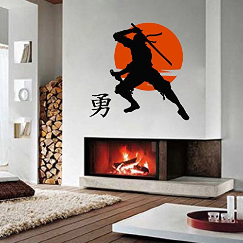 Vinyl Wandtattoo Ninja Shinobi Diversionist Japanisch Kampfkünste Sportklub Emblem Kampfsport-Club Logo Wandaufkleber Wandsticker Fototapete Wanddekoration für Kinderzimmer Jugendzimmer Geschenk A518