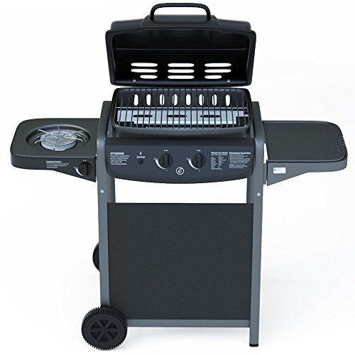 Barbecue a Gas con Termometro Digitale Integrato e Bruciatore fornello Laterale - BBQ e Grill in Acciaio Inox Barbecue da Giardino terrazza Piscina Esterno in Acciaio Nero Laccato e ABS 3 Bruciatori