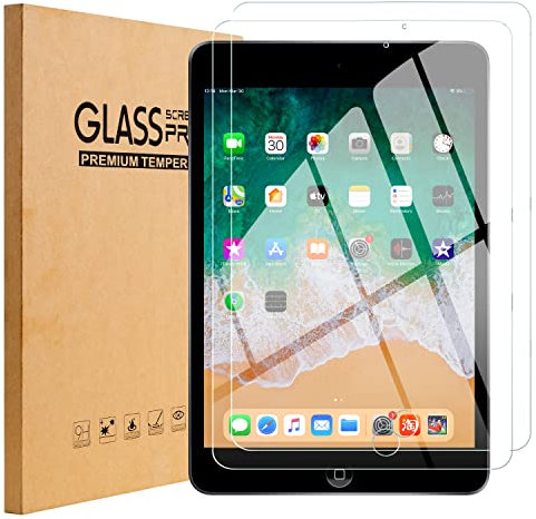 2 Piezas Cristal Protector de Pantalla Compatible iPad 9,7 pulgadas(modelo 2018/2017), iPad 6.ª/5.ª generación, iPad Air 1, iPad Air 2,iPad pro 9,7,Cristal Vidrio Templado