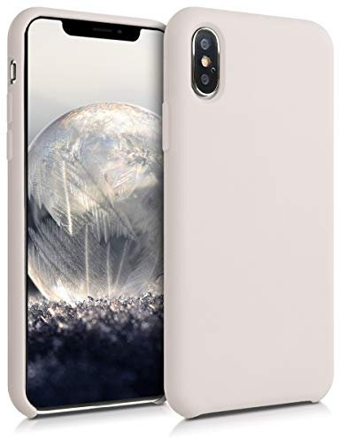kwmobile Hülle kompatibel mit Apple iPhone XS Hülle - Silikon Handy Case - Handyhülle weiche Oberfläche - kabelloses Laden - Beige