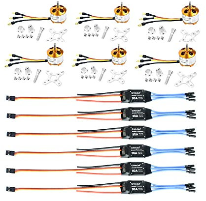 QWinOut A2212 1000KV Brushless Outrunner Motor 13T + 30A Speed Controller ESC + 3.5mm Banana Connectors for DIY RC Drone Aircraft KK 4 Axle Copter UFO