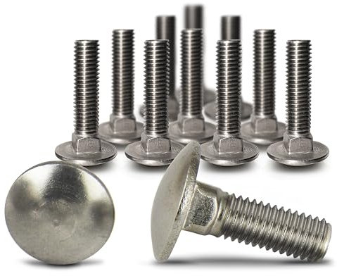 PROTECH 5 Stück Schlossschrauben M16x60 aus rostfreiem Edelstahl A2 Flachrundschrauben Vollgewinde Schloßschrauben mit Vierkantansatz DIN 603