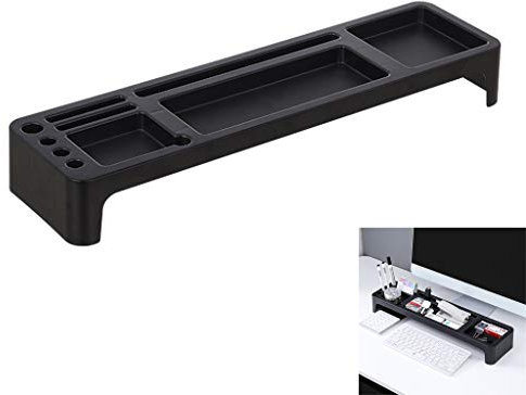 YMZ Desk Storage Shelf Office Desktop Organizer Storage Rack Multifunction Table Holder Computer Keyboard Phone Storage Pen Shelf (Black)