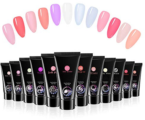 Nail Gel Quick Building Set, Nail Gel Nail Extension Builder Fester Kristall für Nail Art Nail Manicure (12 Colors)