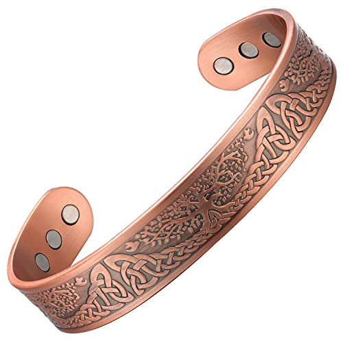 MagEnergy Kupfer-Armband für Männer Leben des Baumes Wikingerschmuck Magnetarmband 7,5 Zoll einstellbar
