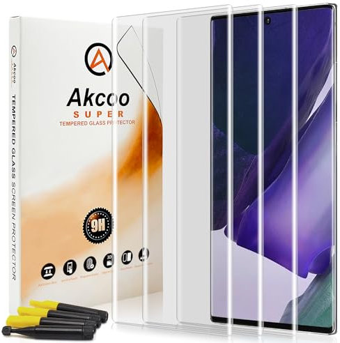 Akcoo 3 Pièces Verre Trempé pour Galaxy Note 20 Ultra,Technologie LOCA,Compatible avec l'empreinte digitale et le S-Pen,Tactile Sensible et Doux,Protection complète de bord à bord