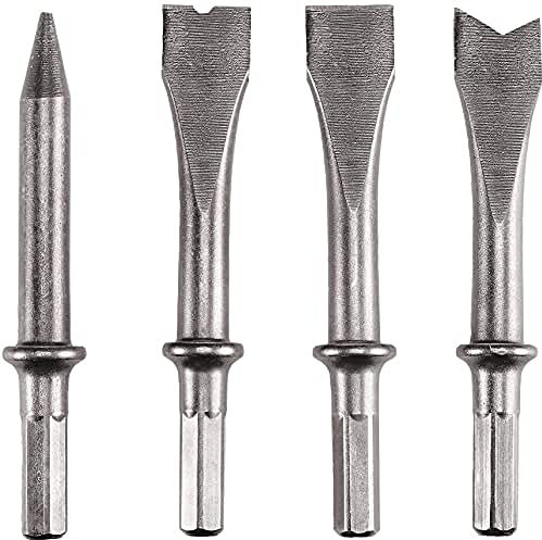 Einhell Set de 4 Burins pour marteau burineur pneumatique (Burin plat, Burin pointu, Burin à rivets, Burin de séparation)