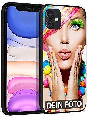 PR Print Royal Handyhülle passend für Apple iPhone 11 zum Selbst gestalten mit eigenem Foto oder Text - Silikoncase Schwarz