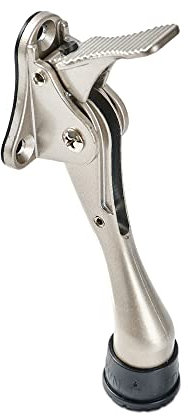 HOME&I One Touch Easy Pedal Door Stop Stopper Height Adjustable Kick Down Door Stop with Rubber Tip Spring Lever Screw Type (Stain Nickel, 4 Inch x 1 Pack)