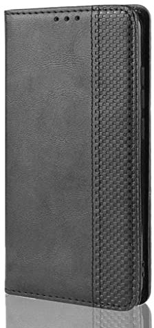 LINER Coque pour ASUS Zenfone 8 ZS590KS, Classique Retro Design PU Leather Etui Portefeuille Flip Magnétique Support Slot de Carte Antichoc Housse pour ASUS Zenfone 8 ZS590KS - Noir