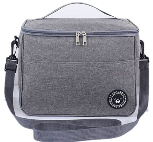 12.7L Large Family Picnic Cooler Bag Thermal Lunch Bag Cooling Bag for Work Beach Picnic Camping Keep Food Warm or Cold Insulated Cooling Bag for Camping,BBQ,Family,Car and Outdoor Activities (grey)