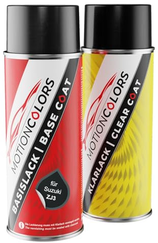 MOTIONCOLORS Bluish Black Pearl 3 / Bluish Black Pearl Metallic ZJ3 für Suzuki Autolack Sprühdosen Set Basislack Klarlack Spraydose 400ml