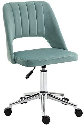 Vinsetto Mid Back Office Chair Velvet Fabric Swivel Scallop Shape Computer Desk Chair for Home Study Bedroom Green
