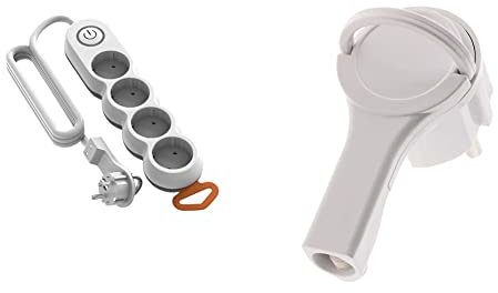 Garza Bloc multiprise & Zenitech Fiche mâle 2P+T 16A extra plate Blanc