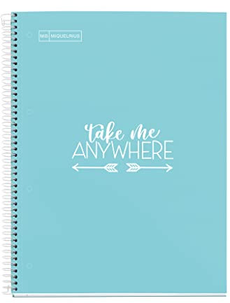 Miquelrius - Notizbuch A4-80 Blatt 90 g - Punkte - 1 Farbstreifen - Harte laminierter Deckel - Sätzendesign - Farbe Himmelblau