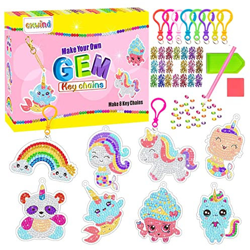 Chengxun Einhorn Geschenke Für Mädchen, Diamant Painting Schlüsselanhänger,Unicorn Kreativ-Set zum Basteln für Kinder, Kinder Spielzeug Geschenke Mädchen Spielzeug Ab 4 5 6 7 8 10 Jahre Mädchen