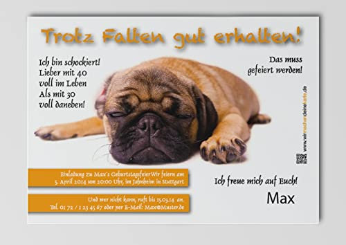 Einladungskarten zum Geburtstag Oldtimer Herbie - witzige Einladungskarten zum Geburtstag - Einladungen zum Geburtstag 30er 40er 50er 60er 70er - Deine Einladung zum Geburtstag (Hund, 10 Stück)