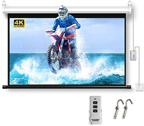 Écran de projection motorisé Écran de projection de 60 pouces 4:3 Écran de film épais anti-plis pour cinéma maison divertissement multimédia (avec télécommande)