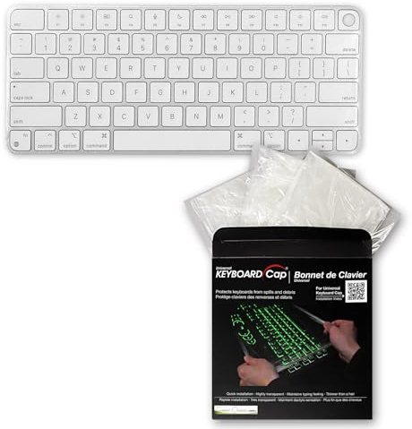 Fully Covered Keyboard Cap Keyboard Cover for iMac Apple Magic Keyboard with Touch ID (no Numeric Keypad) [3-Pack] - 5X thinner Than competitors Protects Touch ID Waterproof Easy-Cleaning