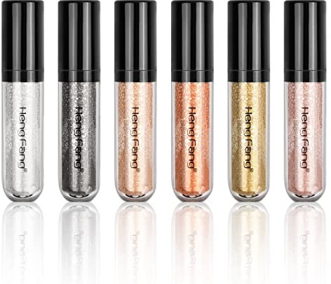 Xzeemo 6 Farben Flüssig Lidschatten Set, Diamond Sparkling Liquid Eyeshadow, Metallic Lidschatten Shimmer Glitter, Langlebiger Wasserdichter Eyeliner Lidschatten, für Partyhochzeitsfest Makeup (Set A)
