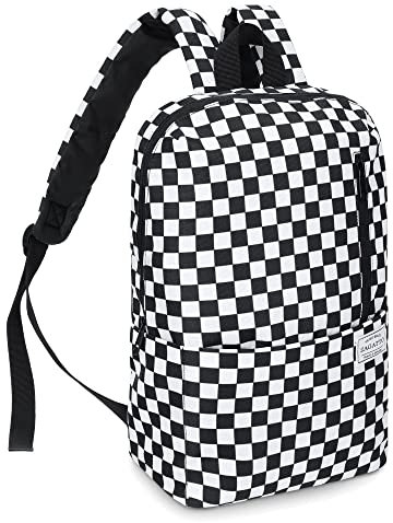 Zagatto Kompakt Rucksack Damen in Weiß-Schwarz Kariert Sportrucksack Herren Damen Reisenden Mode Solide Universal Wasserdicht 40x13x32cm 17L Gepäck Schulrucksack, ZG692
