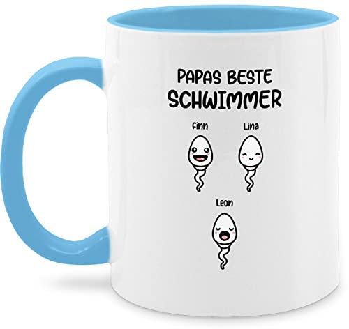 Tasse Tassen 325ml - zum Vatertag - Vatertagsgeschenk Beste Schwimmer - 3 Kinder - 325 ml - Hellblau - geschenke für papa vater kaffeetasse vatertagstasse vatertagsgeschenke grosse father gift