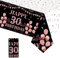 137*274cm Black Rose Gold 30th Birthday Table Cloth for Women,Happy 30th Birthday Table Decorations Plastic Tablecloths Disposable Tablecover for Woman,Ladies,Her 30th Birthday Gifts Party Decoration