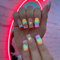 TMUT 24pcs Square False Nails Short Stick on Nails Rainbow Colored Press on Nails with Hearts Removable Glue-on Nails Full Cover Fake Nails Women Girls Nail Art Accessories, Variety Pack