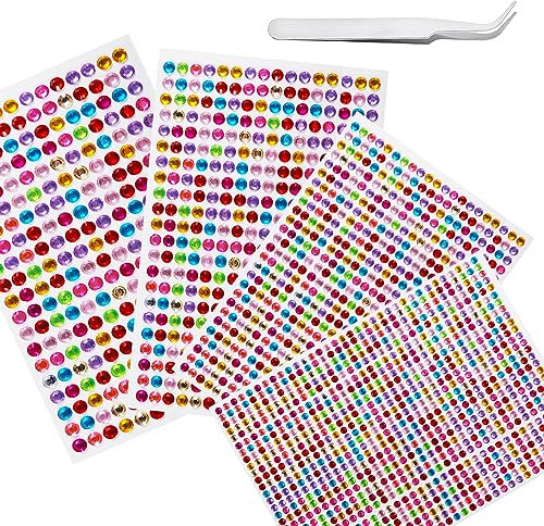 iJiZuo 1792 Stück Glitzersteine Selbstklebend 4 Blatt Strass Aufkleber, Bunt Strasss Größe Mixed Selbstklebende Strasssteine, für DIY Fingernagel Handy-Kleidung Dekorationen, Bunt