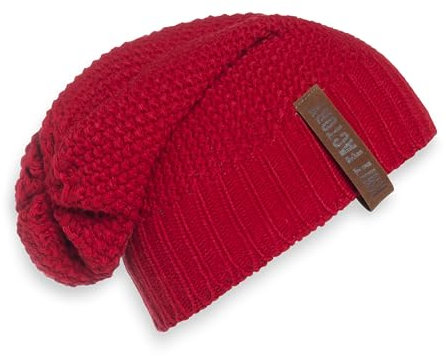 KNIT FACTORY - Coco Mütze - Strickmütze für Damen und Herren - Slouch Beanie - Wintermütze mit Wolle - Hochwertige Qualität - Bright Red