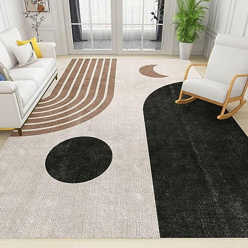 YEMYOR Mittelalterlicher Minimalismus-Teppich Für Den Innenbereich, Sonne Und Mond, Geometrische Kurvendekoration, Bodenmatte, Langlebig, Für Studio, Büro-70x120cm