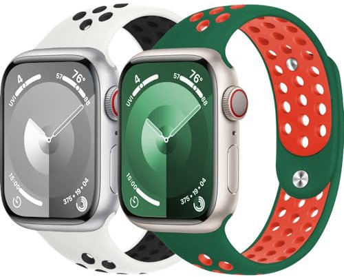 Correas para Correa Apple Watch 40mm 41mm 38mm 42mm, Correa iWatch 44mm 45mm Ultra 49mm 46mm Hombre/Mujer,Bracelet Silicona Suave Deportiva para Apple Watch Series 10 9 8 7 6 5 4 3 SE 2 Nike+