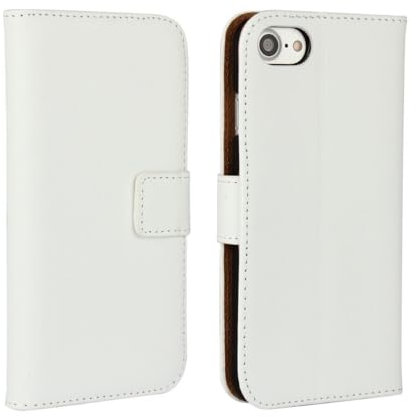 iPhone 7 Plus / iPhone 8 Plus Wireless Charging Compatible Wallet Flip Leather Premium Folio Phone Cover [Kickstand] [Cash & Card Slots] [Magnetic Closure] (White, iPhone 7 Plus / iPhone 8 Plus)