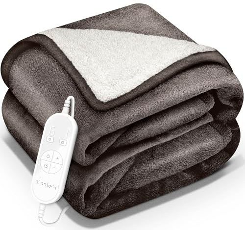 sinnlein® Coperta Elettrica 200x180cm con spegnimento automatico | 9 Livelli di Riscaldamento, Timer, Riscaldamento Rapido, Per Divano, Letto