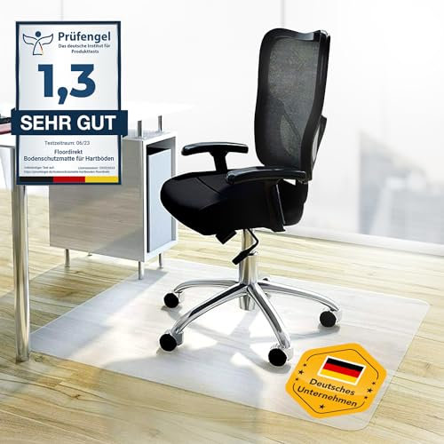 Floordirekt Bodenschutzmatte - Kratzfest, rutschfest, Milchweiß - Bodenmatte, Bodenschutz, Bürostuhlunterlage, Unterlegmatte, Schutzmatte für Laminat, Parkett, Hartböden (120 x 145 cm)